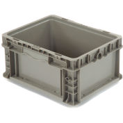 Global Industrial Stackable Straight Wall Container, Solid, 12"Lx15"Wx7-1/2"H, Gray