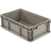 Global Industrial Stackable Straight Wall Container, Solid, 24"Lx15"Wx7-1/2"H, Gray