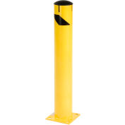 Global Industrial Steel Bollard Removable Plastic Cap & Chain Slots Existing Concrete 5.5x36