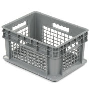 Global Industrial&#153; Mesh Straight Wall Container, 15-3/4&quot;Lx11-3/4&quot;Wx8-1/4&quot;H, Gray - Pkg Qty 12
