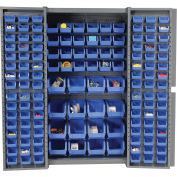 Global Industrial™ Bin Cabinet Deep Door - 136 Blue Bins, 16-Gauge Assembled Cabinet 38x24x72
