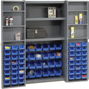 Global Industrial™ Bin Cabinet Deep Door, 72 BL Bin, Shelves, 16 Ga. Assembled Cabinet 38x24x72