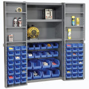 Global Industrial™ Bin Cabinet Deep Door, 68 BL Bin, Shelves, 16 Ga. Assembled Cabinet 38x24x72