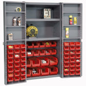 Global Industrial Bin Cabinet Deep Door 68 RD Bin, Shelves, 16 Ga Unassembled Cabinet 38x24x72