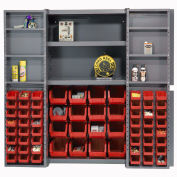 Global Industrial Bin Cabinet Deep Door 64 RD Bin, Shelves, 16 Ga Unassembled Cabinet 38x24x72