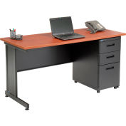 Interion® Office Desk with 3 Drawers - 60" x 24" - Cherry