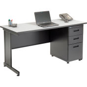 Interion® Office Desk With 3 Drawers, 60"W x 24"D - Gray