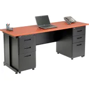 Flash Furniture Commercial Grade Industrial Style Office Desk - 55, Mahogany