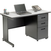 Interion&#174; Office Desk with 3 Drawers - 48&quot; x 24&quot; - Gray