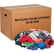 Global Industrial Recycled Mixed Color Cut Rags, 50 Lb. Box