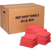 Global Industrial 100% Cotton Red Shop Towels, 50 Lb. Box
