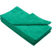 Global Industrial™ 300 GSM Microfiber Cleaning Cloths, 16" x 16", Green, 12 Cloths/Pack