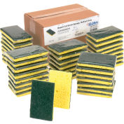 Global Industrial Resort Cut Scrub Sponge, Yellow/Green, 2.75" x 4" - Case of 40 Sponges