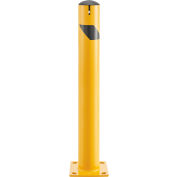 Global Industrial Steel Bollard w/Chain Slots & Removable Cap, 4-1/2"Dia. x 36"H, Yellow