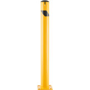 Global Industrial Steel Bollard w/Chain Slots & Removable Cap, 4-1/2"Dia. x 48"H, Yellow