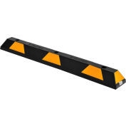 Global Industrial Rubber Parking Stop/Curb Block, 48"L, Black w/ Yellow Stripes