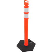 Global Industrial Portable Reflective Delineator Post with Hexagonal Base, 45"H, Orange