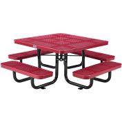 Global Industrial 46" Child's Square Outdoor Steel Picnic Table, Perforated Metal, Red