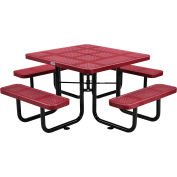 Global Industrial 46" Square Outdoor Steel Picnic Table, Perforated Metal, Red