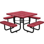 Global Industrial&#153; 46&quot; Square Picnic Table, Perforated Metal, Red