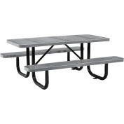 Global Industrial 6' Rectangular Picnic Table, Perforated Metal, Gray
