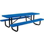 Global Industrial™ 8 ft. Rectangular Outdoor Steel Picnic Table - Perforated Metal - Blue