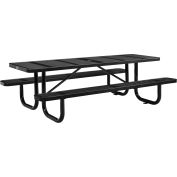 Global Industrial 8' Rectangular Picnic Table, Perforated Metal, Black
