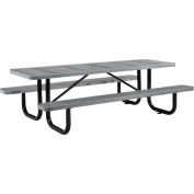 Global Industrial 8' Rectangular Picnic Table, Perforated Metal, Gray