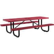 Global Industrial™ 8' Rectangular Picnic Table, Perforated Metal, Red