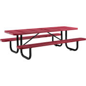 Global Industrial 8' Rectangular Picnic Table, Perforated Metal, Red