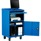 Global Industrial™ Mobile Computer Cabinet, 27"W x 24"D x 49-1/2"H, Blue, Unassembled