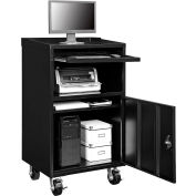 Global Industrial™ Mobile Computer Cabinet, 27"W x 24"D x 49-1/2"H, Black, Assembled