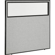 Interion&#174; Office Partition Panel with Partial Window, 60-1/4&quot;W x 60&quot;H, Gray