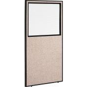 Interion&#174; Office Partition Panel With Partial Window, 36-1/4&quot;W x 72&quot;H, Tan