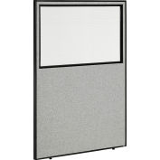 Interion&#174; Office Partition Panel with Partial Window, 48-1/4&quot;W x 72&quot;H, Gray