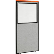 Interion® Deluxe Office Partition Panel with Partial Window, 36-1/4"W x 73-1/2"H, Gray