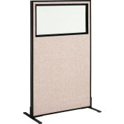 Interion&#174; Freestanding Office Partition Panel with Partial Window, 36-1/4&quot;W x 60&quot;H, Tan