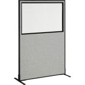 Interion® Freestanding Office Partition Panel with Partial Window, 48-1/4"W x 96"H, Gray