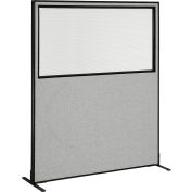 Interion® Freestanding Office Partition Panel with Partial Window, 60-1/4"W x 96"H, Gray