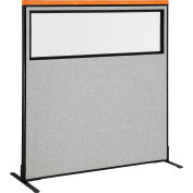 Interion® Deluxe Freestanding Office Partition Panel w/Partial Window 60-1/4"W x 61-1/2"H Gray