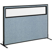 Interion&#174; Freestanding Office Partition Panel with Partial Window, 60-1/4&quot;W x 42&quot;H, Blue
