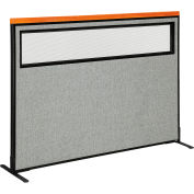Interion® Deluxe Freestanding Office Partition Panel w/Partial Window 60-1/4"W x 43-1/2"H Gray