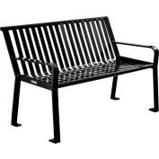 Global Industrial™ 4 ft. Outdoor Park Bench with Back - Steel Slat - Black