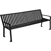 Global Industrial™ 6 ft. Outdoor Park Bench with Back - Steel Slat - Black