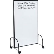 Global Industrial™ Mobile Office Partition Panel with Whiteboard, 36-1/4"W x 63-1/2"H