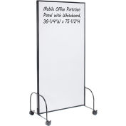 Interion&#174; Mobile Office Partition Panel with 2-sided Whiteboard, 36-1/4&quot;W x 75-1/2&quot;H
