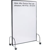 Global Industrial™ Mobile Office Partition Panel with Whiteboard, 48-1/4"W x 75-1/2"H