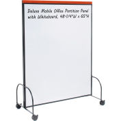 Global Industrial™ Deluxe Mobile Office Partition Panel with Whiteboard, 48-1/4"W x 65"H