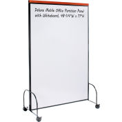Interion® Deluxe Mobile Office Partition Panel with 2-sided Whiteboard,48-1/4"W x 77"H