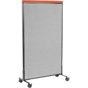 Interion® Mobile Deluxe Office Partition Panel, 36-1/4"W x 64-1/2"H, Gray